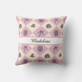 Personalized Magical Girl Name Pink Checkered Kissen
