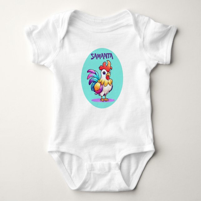 Personalized Magical Rooster Baby Bodysuit Strampler (Vorderseite)