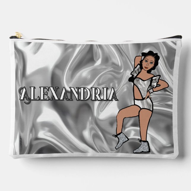 Personalized Majorette Dancer Liquid Silver #2 Zubehörtasche (Vorderseite)