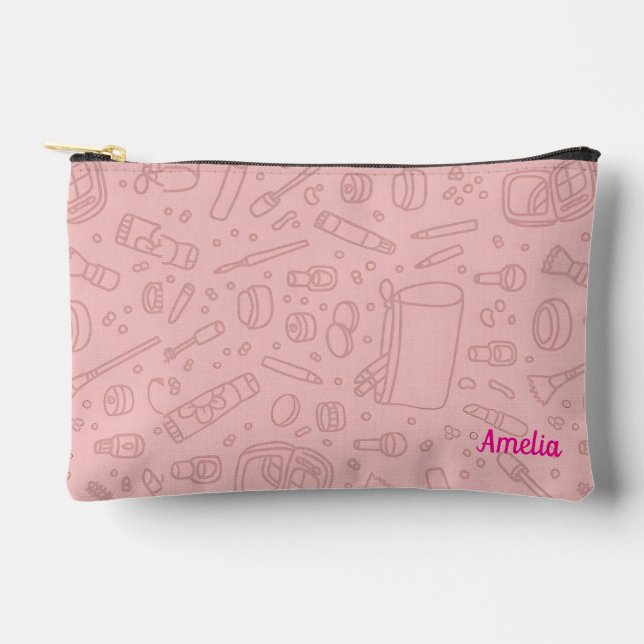 Personalized Makeup Bag | Custom Name Cosmetic Pou Zubehörtasche (Vorderseite)