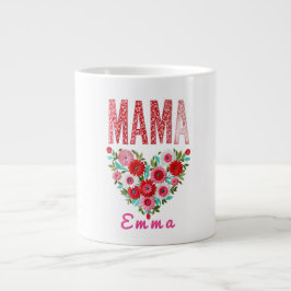 Personalized Mama Heart Floral Custom Gift Jumbo-Tasse