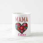 Personalized Mama Heart Floral Custom Gift Kaffeetasse<br><div class="desc">This beautiful Personalized Custom Mama Heart Floral design features colorful folk-style flowers arranged in a vibrant heart under the word MAMA. The bright embroidery-inspired artwork creates a warm, joyful look that celebrates the love of motherhood. You can personalize this design by adding a custom name, making it a unique and...</div>