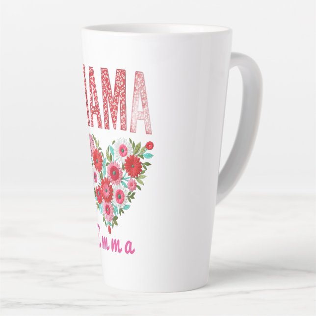 Personalized Mama Heart Floral Custom Gift Milchtasse (Rechte Ecke)
