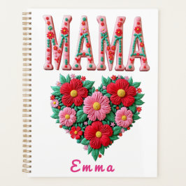 Personalized Mama Heart Floral Custom Gift Planer