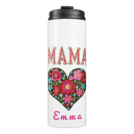 Personalized Mama Heart Floral Custom Gift Thermosbecher