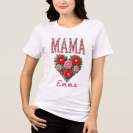 Personalized Mama Heart Floral Custom Gift Tri-Blend Shirt