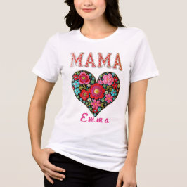 Personalized Mama Heart Floral Custom Gift Tri-Blend Shirt