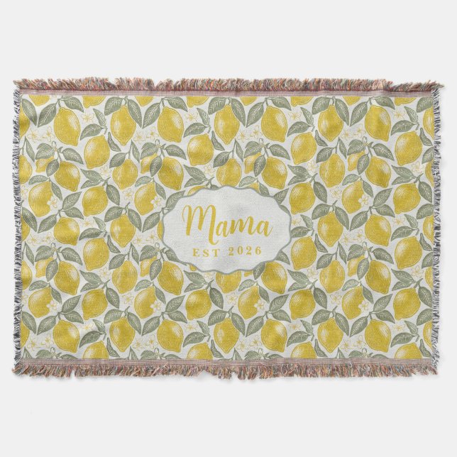 Personalized Mama Lemon Woven Throw Blanket Decke (Vorderseite)
