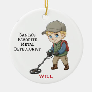 Personalized Man Doing Metal Detecting  Keramik Ornament