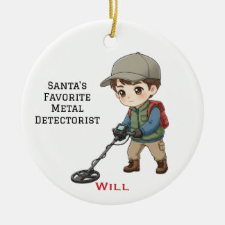 Personalized Man Doing Metal Detecting  Keramik Ornament