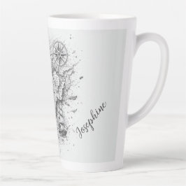 Personalized Map Compass Woman Art Vintage Chic Milchtasse