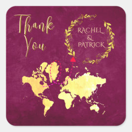 Personalized Map of Love Journey Wedding Quadratischer Aufkleber