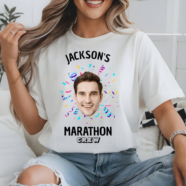 Personalized Marathon Crew Custom Face Runner Team T-Shirt (Von Creator hochgeladen)