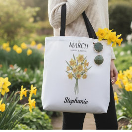 Personalized March Birthday Daffodil Botanical