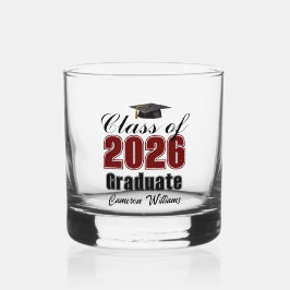 Personalized Maroon Black Class of 2026 Graduation Whiskyglas