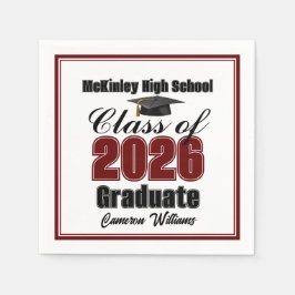 Personalized Maroon Class of 2026 Graduation Party Serviette