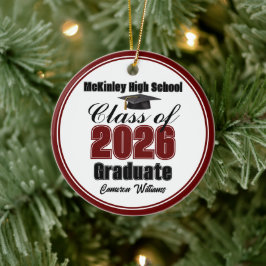 Personalized Maroon Class of 2026 Graduation Photo Keramik Ornament