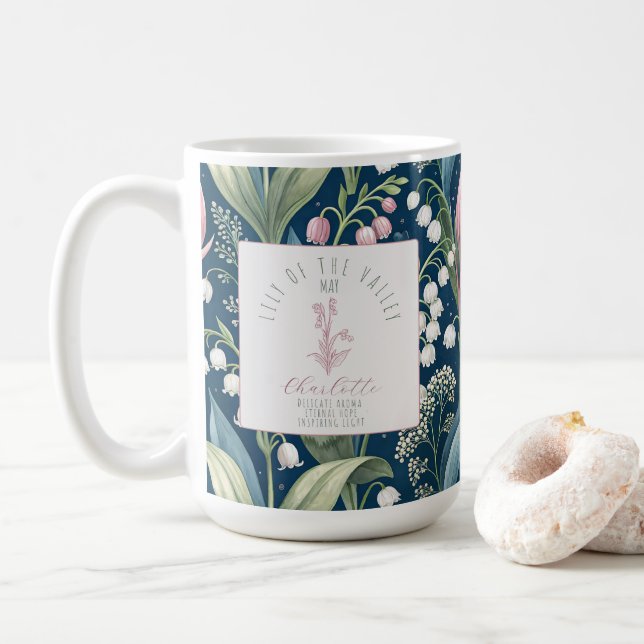 Personalized May Birth Flower Kaffeetasse (Mit Donut)