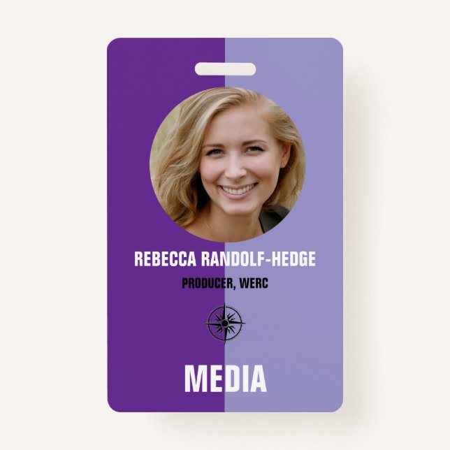 Personalized Media ID Badge / Photo, Name & Title Ausweis (Vorderseite)