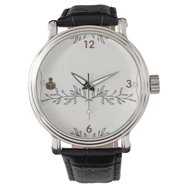 Personalized Men’s Vintage Black Leather Watch Armbanduhr (Vorderseite)