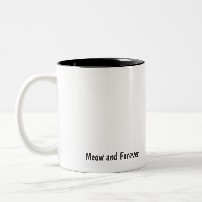 Personalized "Meow and Forever" Cat Lover's Coffee Zweifarbige Tasse (Links)