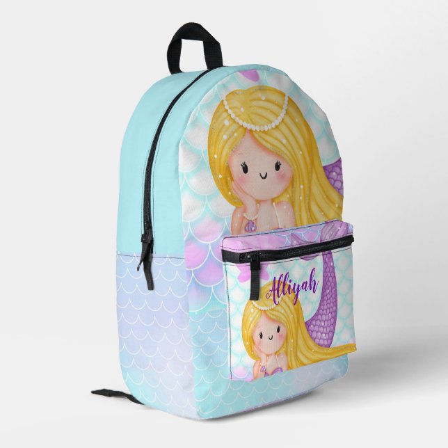 Personalized Mermaid Bedruckter Rucksack (Rückseitige Ecke links)