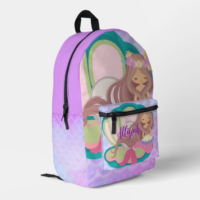 Personalized Mermaid Bedruckter Rucksack (Rückseitige Ecke links)