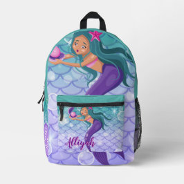 Personalized Mermaid Cyan Bedruckter Rucksack