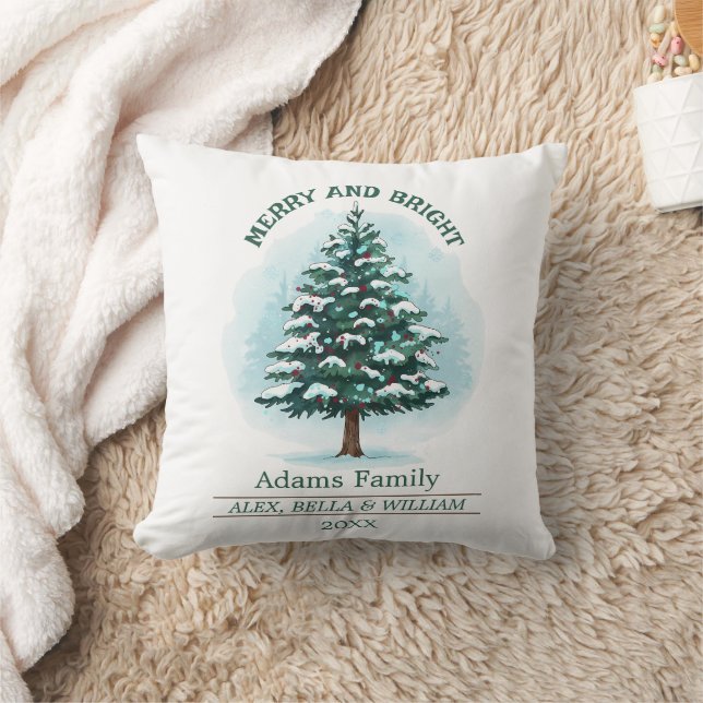 Personalized Merry & Bright Christmas Tree  Kissen (Decke)
