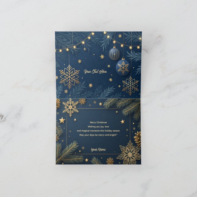 Personalized Merry Christmas Card in Elegant Gold  Dankeskarte (Innenseite)