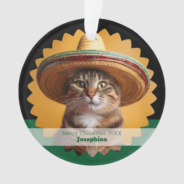Personalized Merry Christmas Cat  Ornament (Vorderseite)