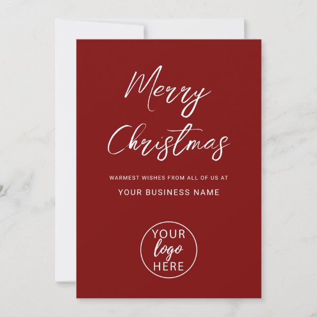 Personalized Merry Christmas Company Logo Feiertagskarte (Vorderseite)