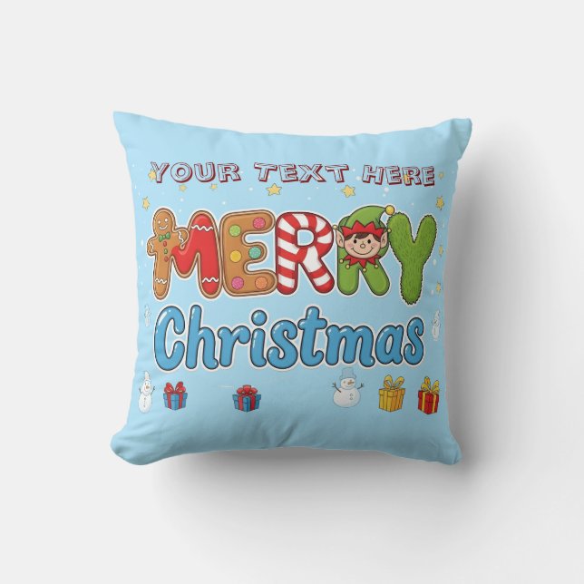 Personalized Merry Christmas Custom Text Holiday  Kissen (Vorderseite)