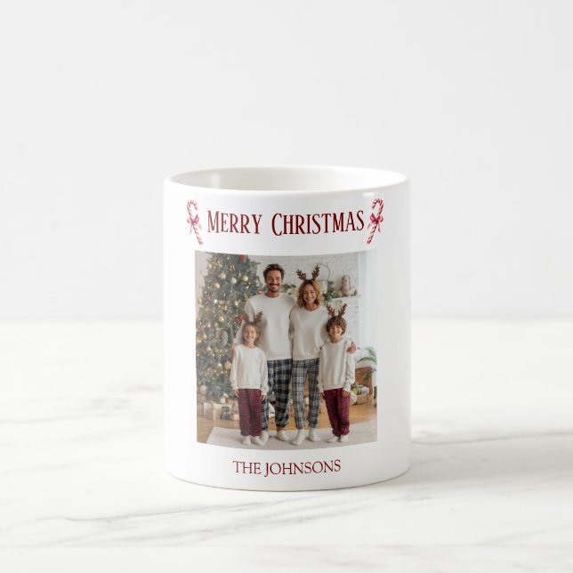 Personalized Merry Christmas Family Photo Mug  Kaffeetasse (Mittel)