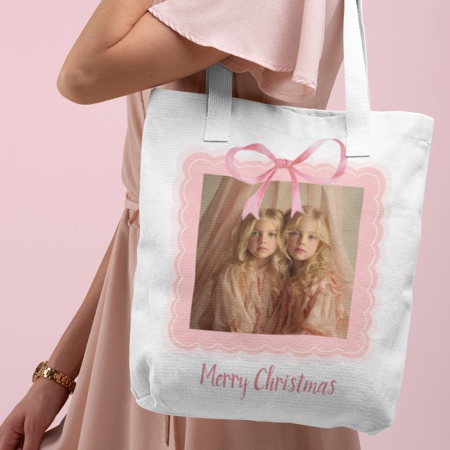 Personalized Merry Christmas Family Photo Tote Bag (Von Creator hochgeladen)