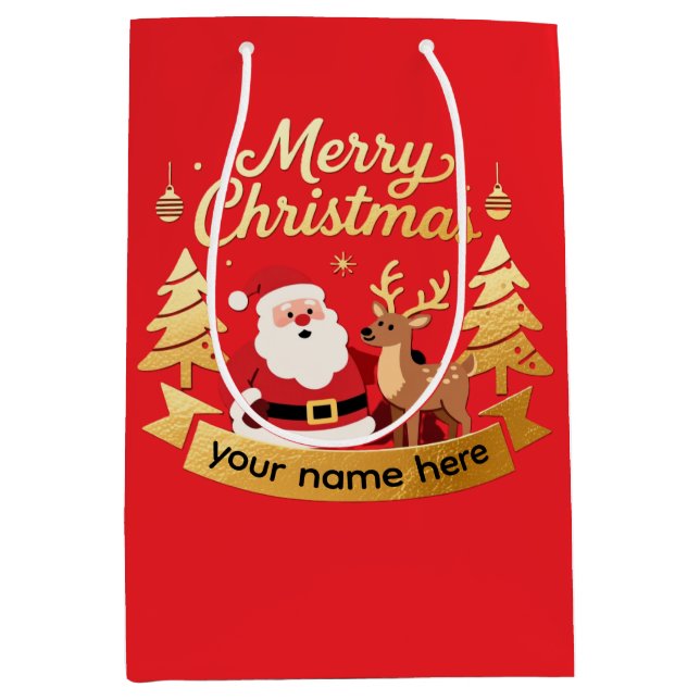 Personalized Merry Christmas Gift Bag  Mittlere Geschenktüte (Vorderseite)