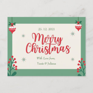 Personalized Merry Christmas Postcard Postkarte