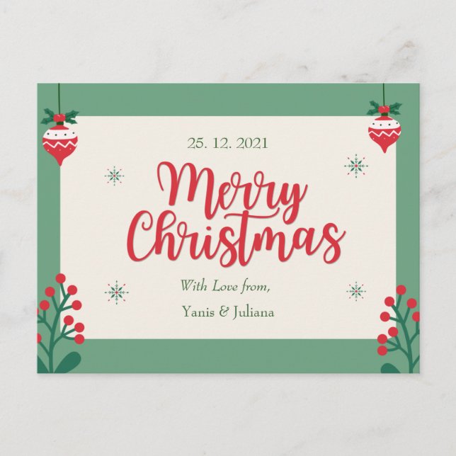 Personalized Merry Christmas Postcard Postkarte (Vorderseite)