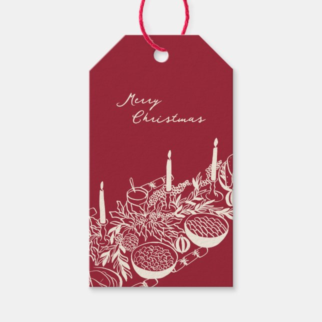 Personalized Merry Christmas Table Minimal Design Geschenkanhänger (Vorderseite)