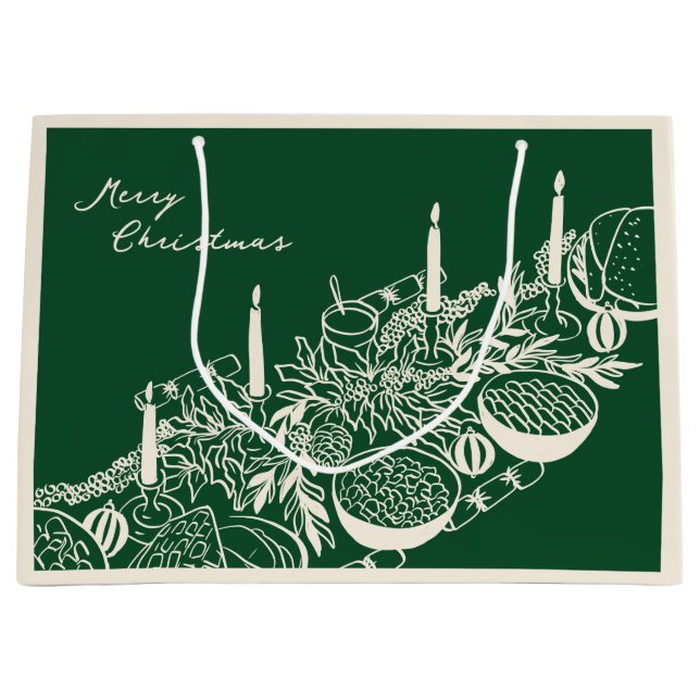 Personalized Merry Christmas Table Minimal Design  Große Geschenktüte (Vorderseite)