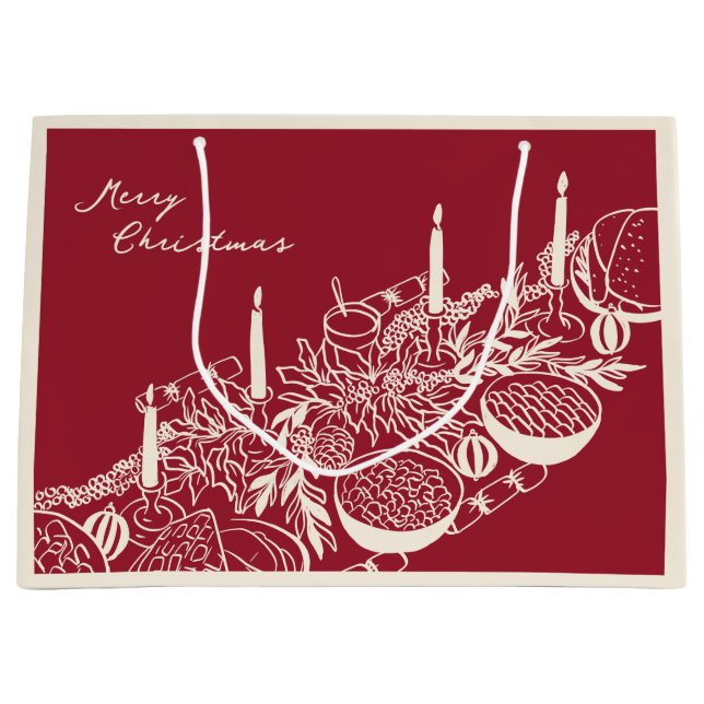 Personalized Merry Christmas Table Minimal Design  Große Geschenktüte (Vorderseite)