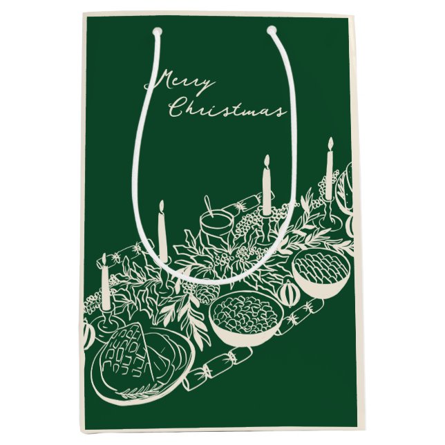 Personalized Merry Christmas Table Minimal Design  Mittlere Geschenktüte (Vorderseite)