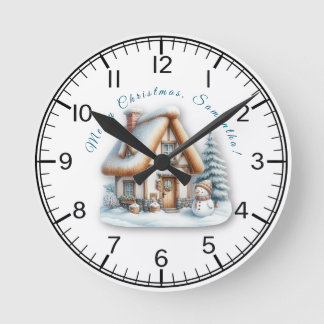 Personalized Merry Christmas Wall Clock Runde Wanduhr