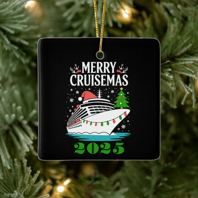 Personalized Merry Cruisemas Cruise Ship Family  Keramikornament (Baum)
