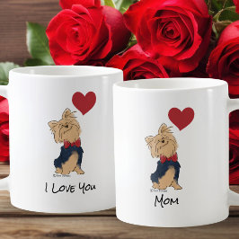 Personalized Message Love You Yorkie Cute Dog Art Kaffeetasse