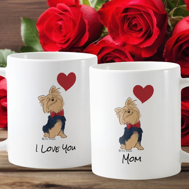Personalized Message Love You Yorkie Cute Dog Art Kaffeetasse (Von Creator hochgeladen)