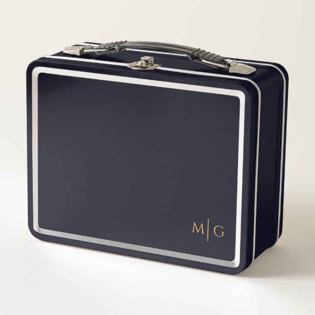 Personalized Metal Lunch Box with Simple Monogram (Vorderseite)