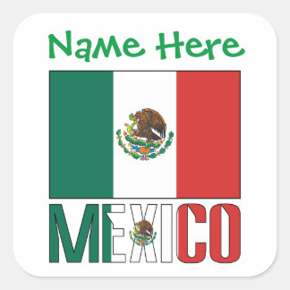 Personalized Mexico Flag Square Label Quadratischer Aufkleber