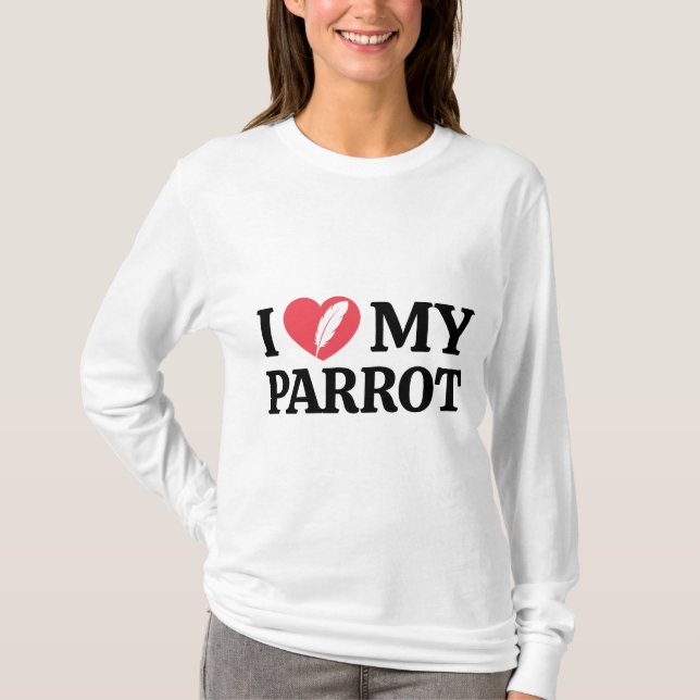 Personalized Minimal Parrot Love Typography T-Shirt (Vorderseite)