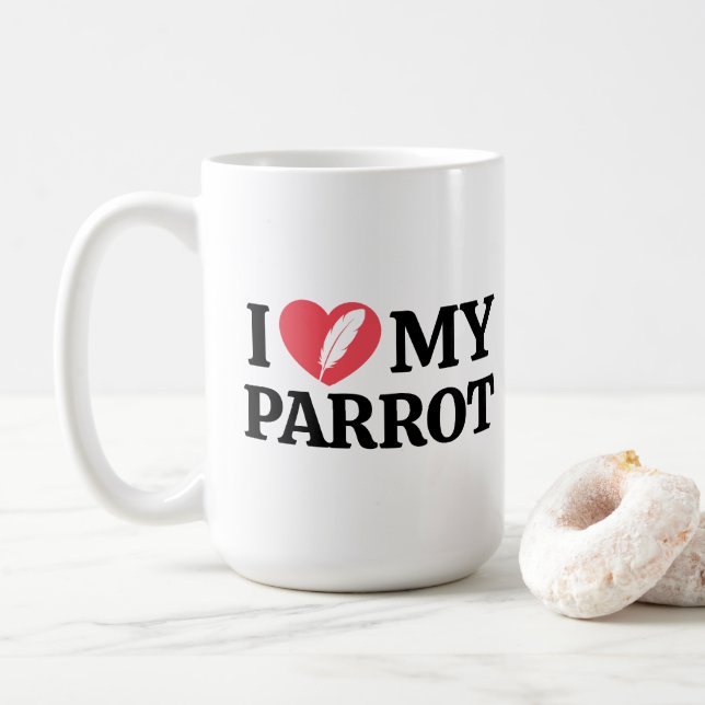 Personalized Minimal White Parrot Love Quote Kaffeetasse (Mit Donut)